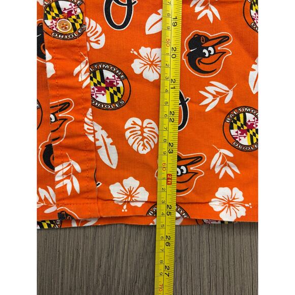 Baltimore Orioles  Orange S/S Hawaiian Button Up Shirt Medium - Picture 4 of 6